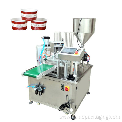 Small cups filling sealing machine for liquid cream